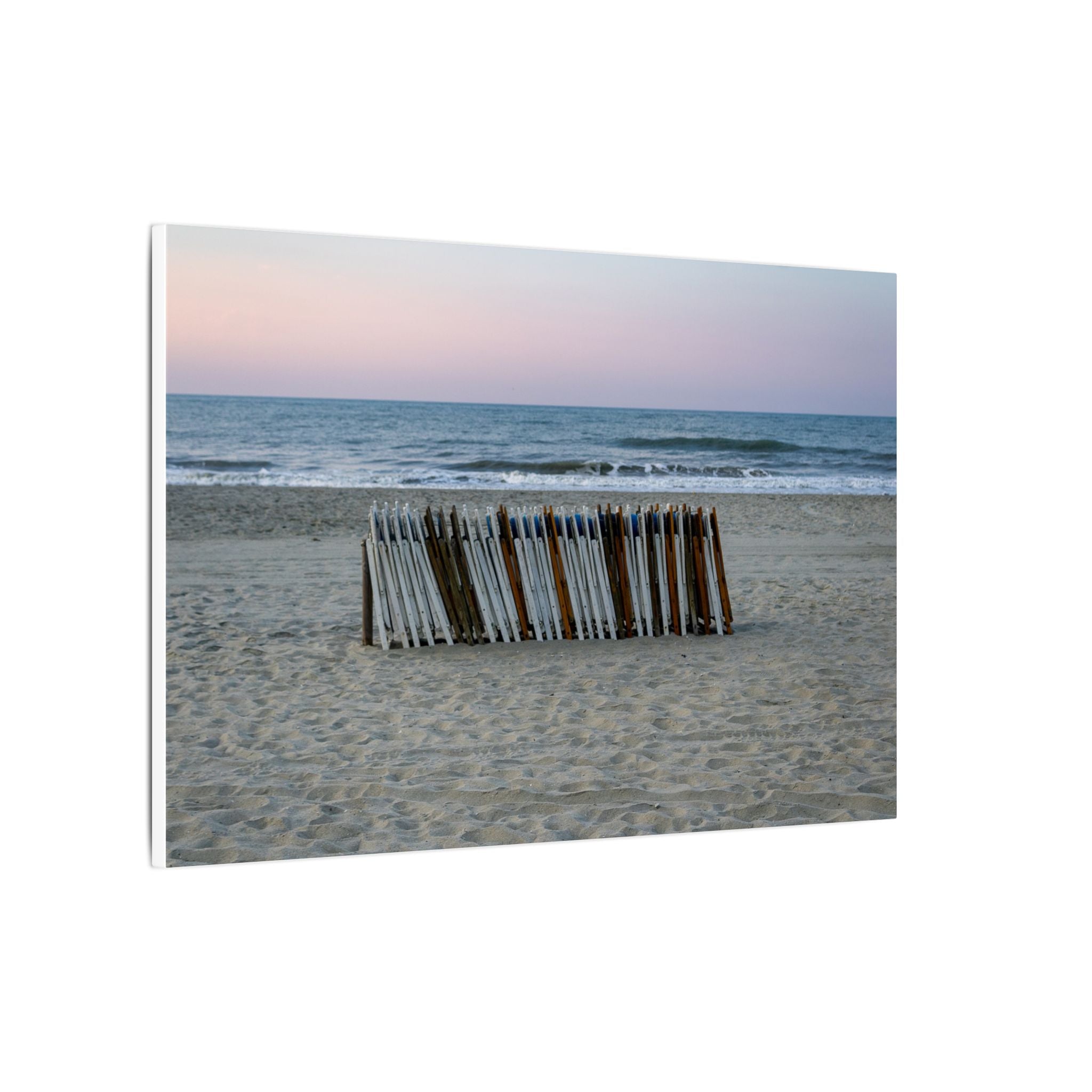 Beach Fence Sunset Canvas Print — Coastal Wall Art for Living Room & Nursery