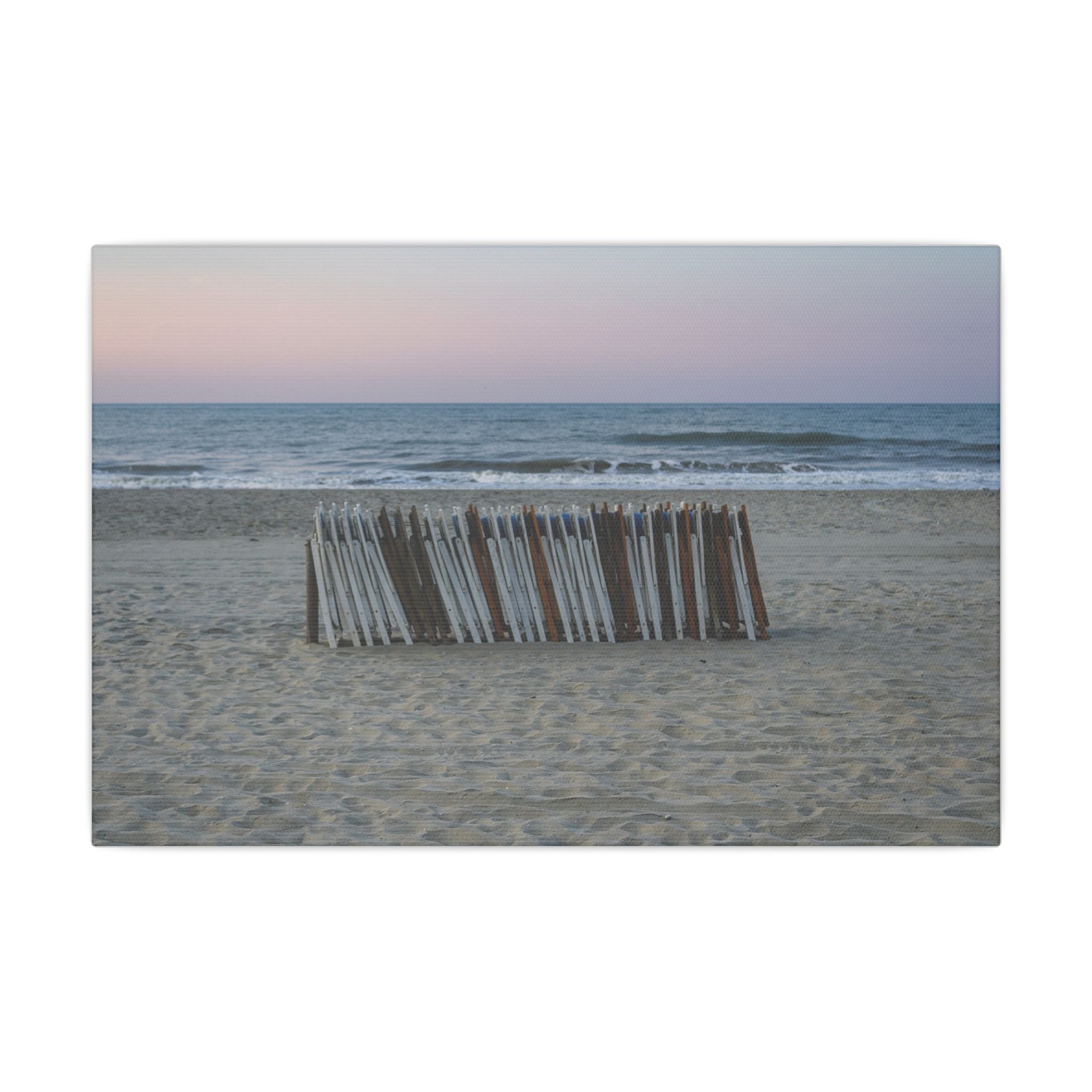 Beach Fence Sunset Canvas Print — Coastal Wall Art for Living Room & Nursery