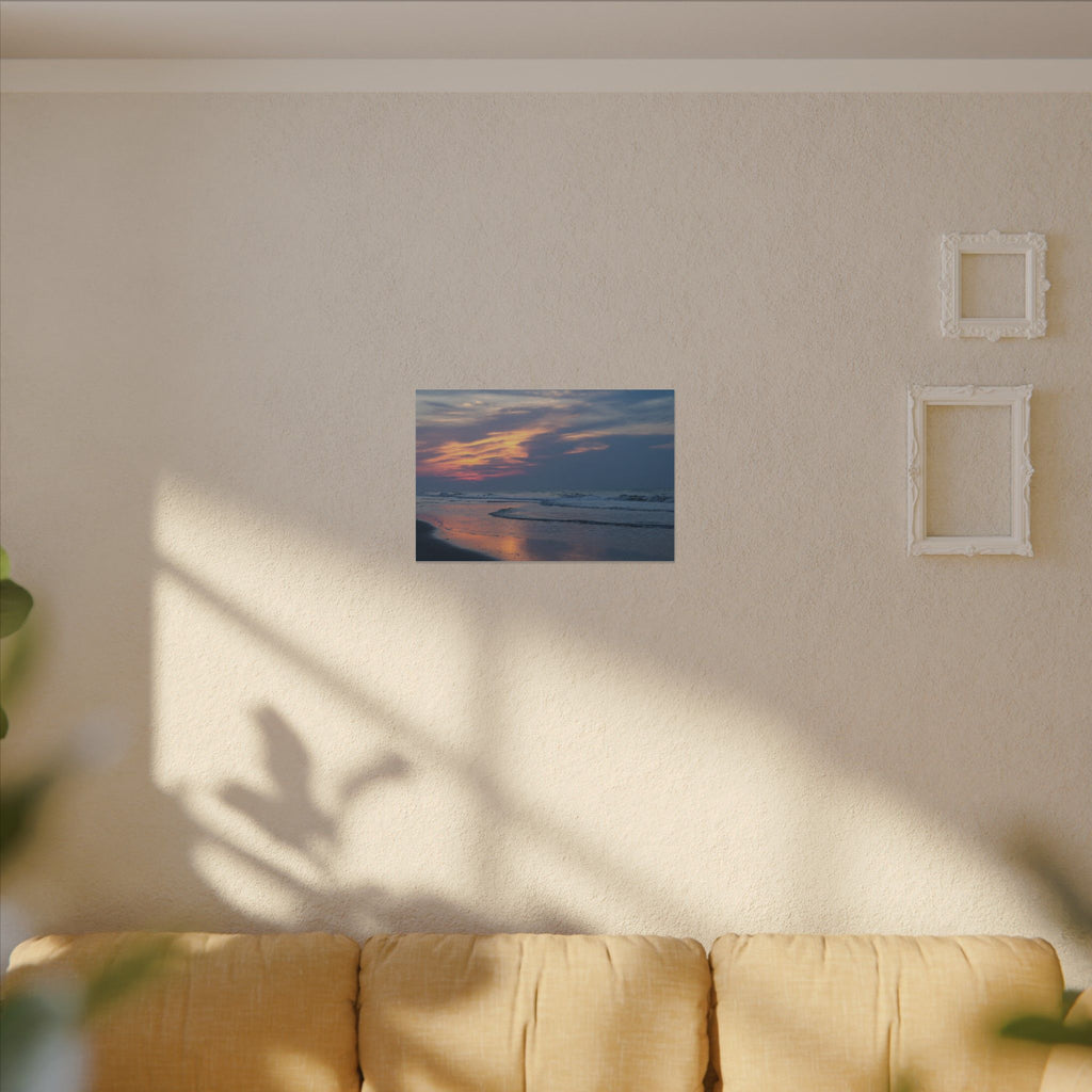 Sunset Beach Matte Canvas Print — Tranquil Ocean Wall Art