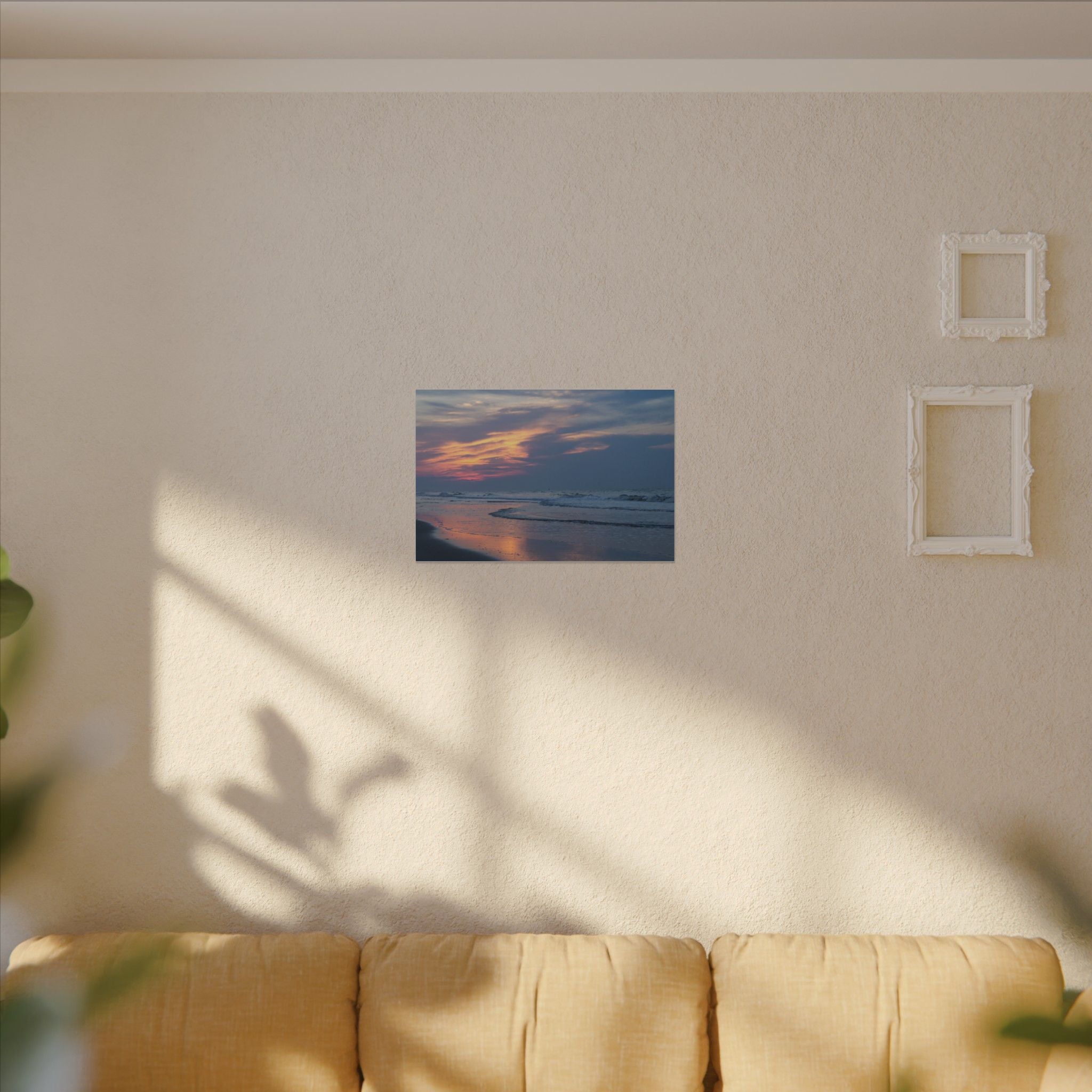 Sunset Beach Matte Canvas Print — Tranquil Ocean Wall Art