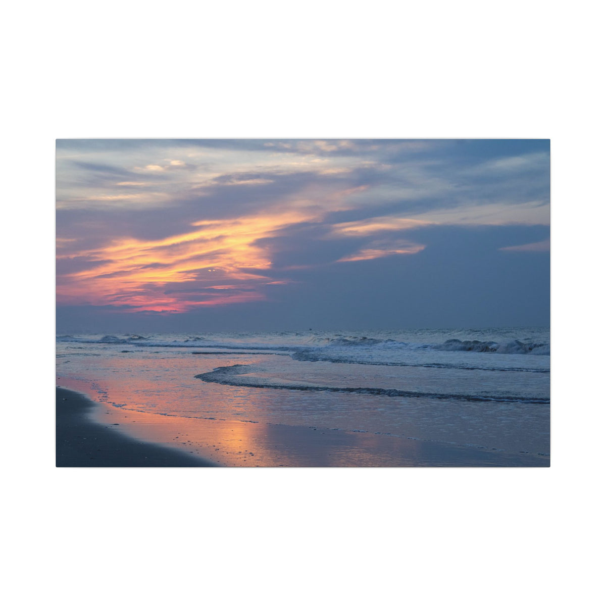Sunset Beach Matte Canvas Print — Tranquil Ocean Wall Art
