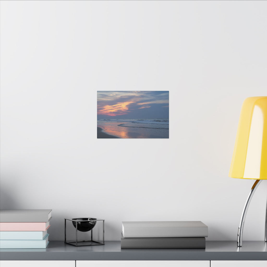 Sunset Beach Matte Canvas Print — Tranquil Ocean Wall Art