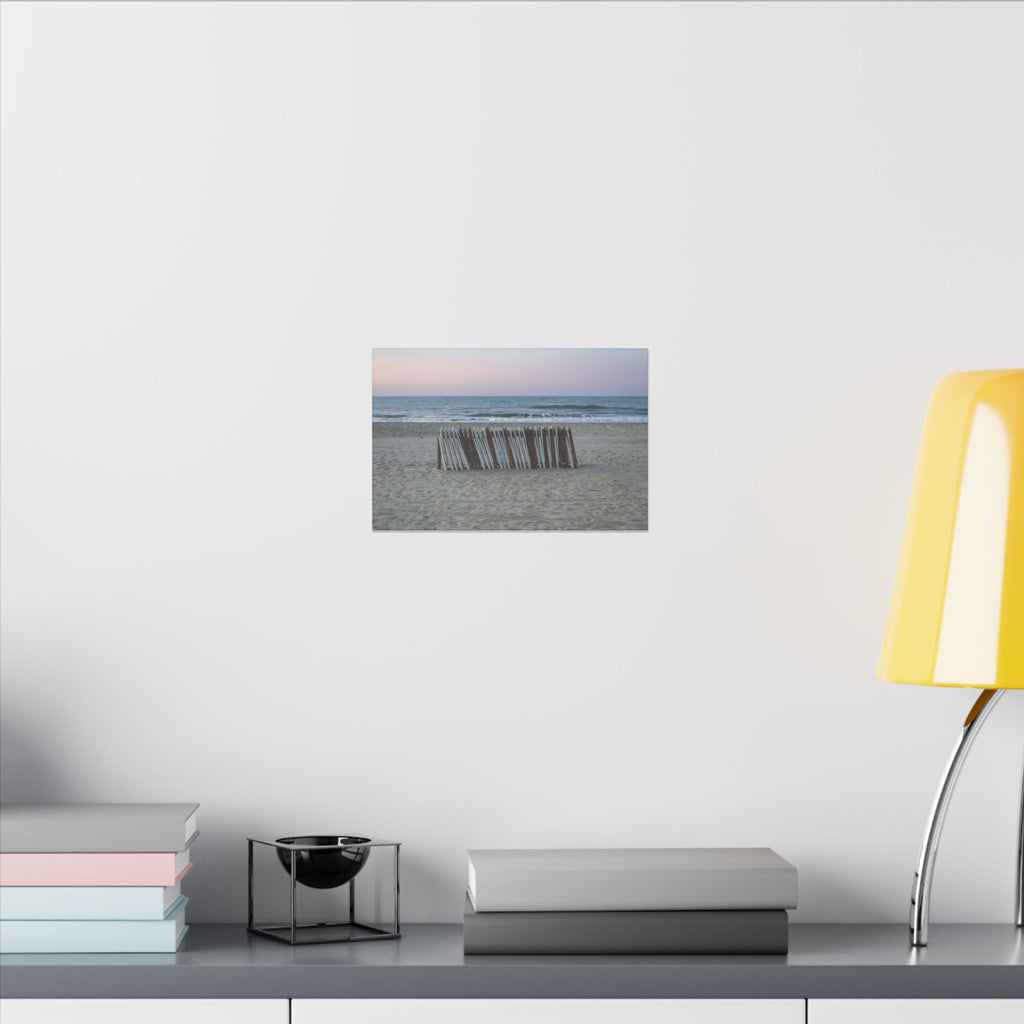 Beach Fence Sunset Canvas Print — Coastal Wall Art for Living Room & Nursery
