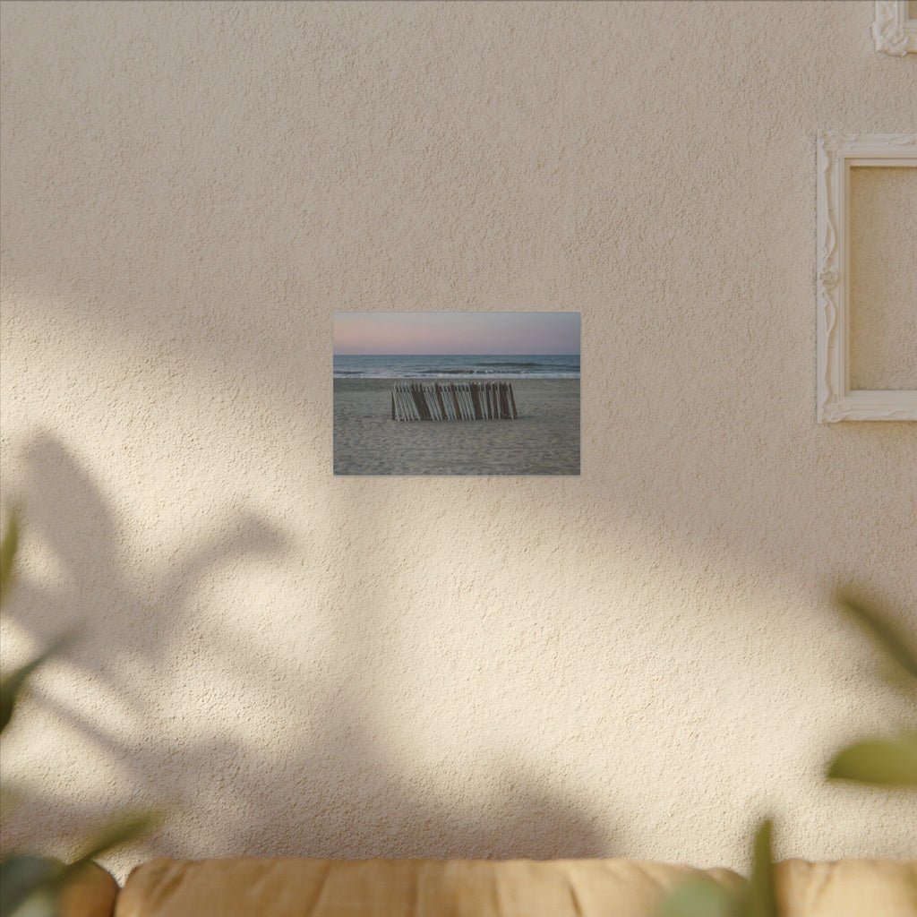 Beach Fence Sunset Canvas Print — Coastal Wall Art for Living Room & Nursery