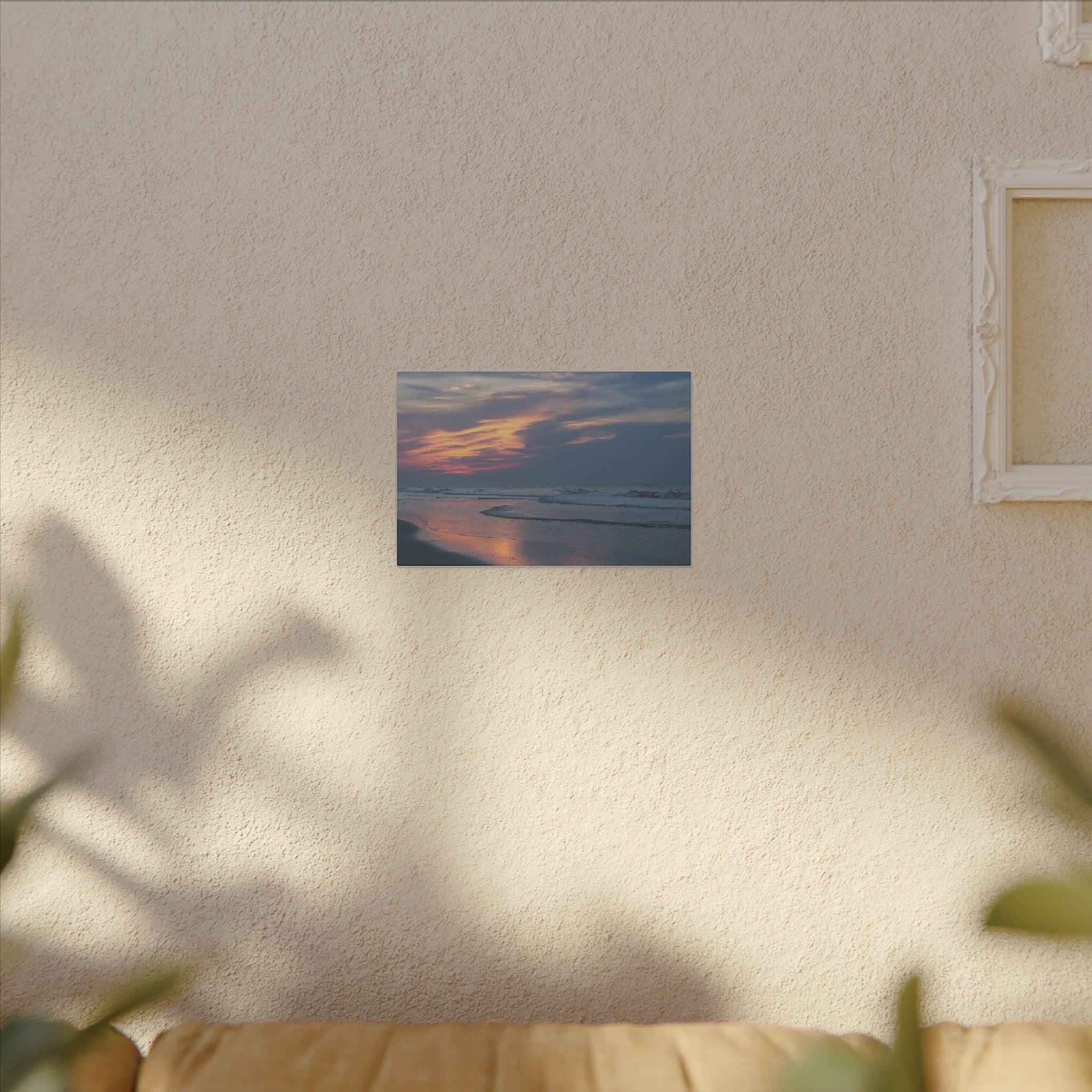 Sunset Beach Matte Canvas Print — Tranquil Ocean Wall Art