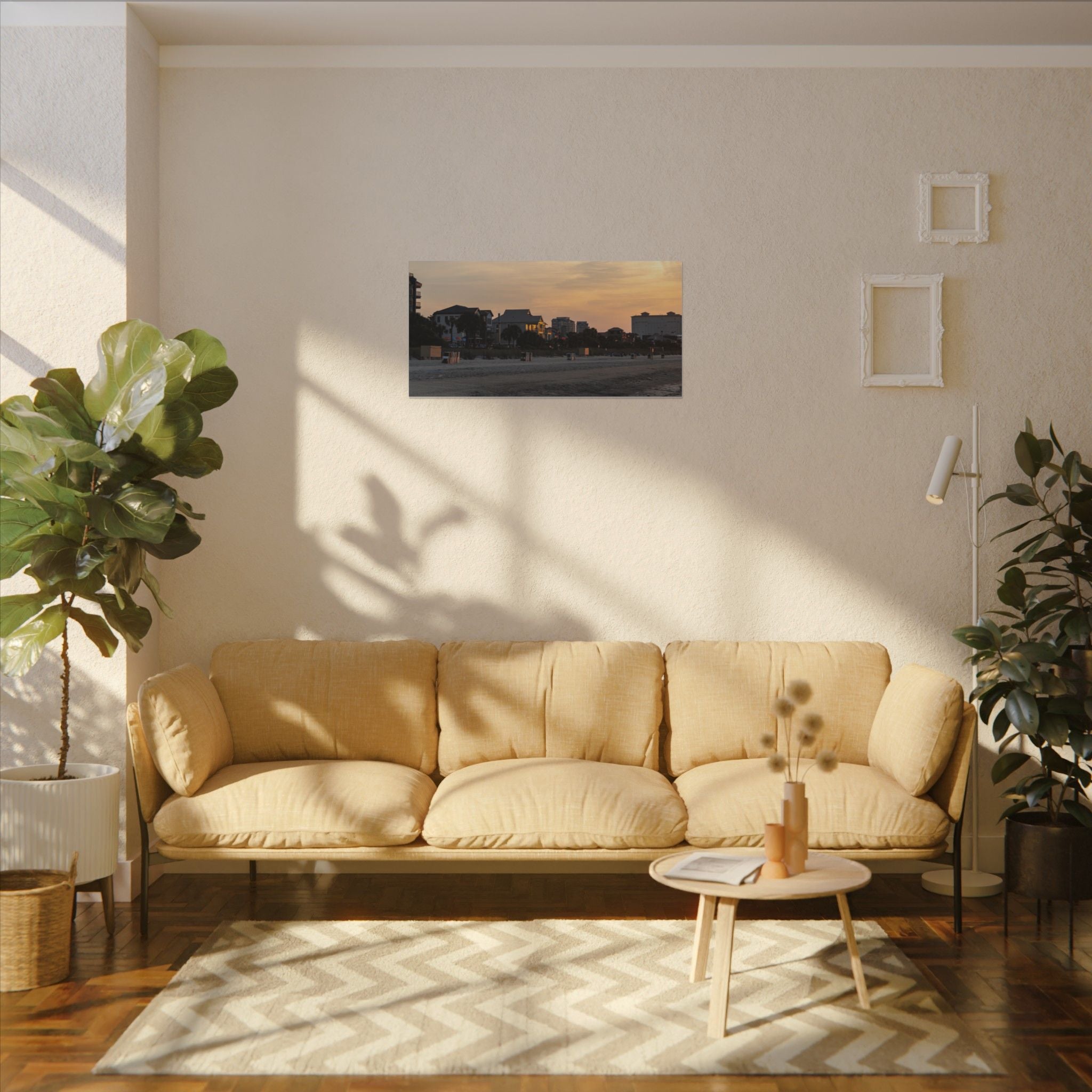 Coastal Sunset Matte Canvas Print — Stretched Beach Landscape Wall Art