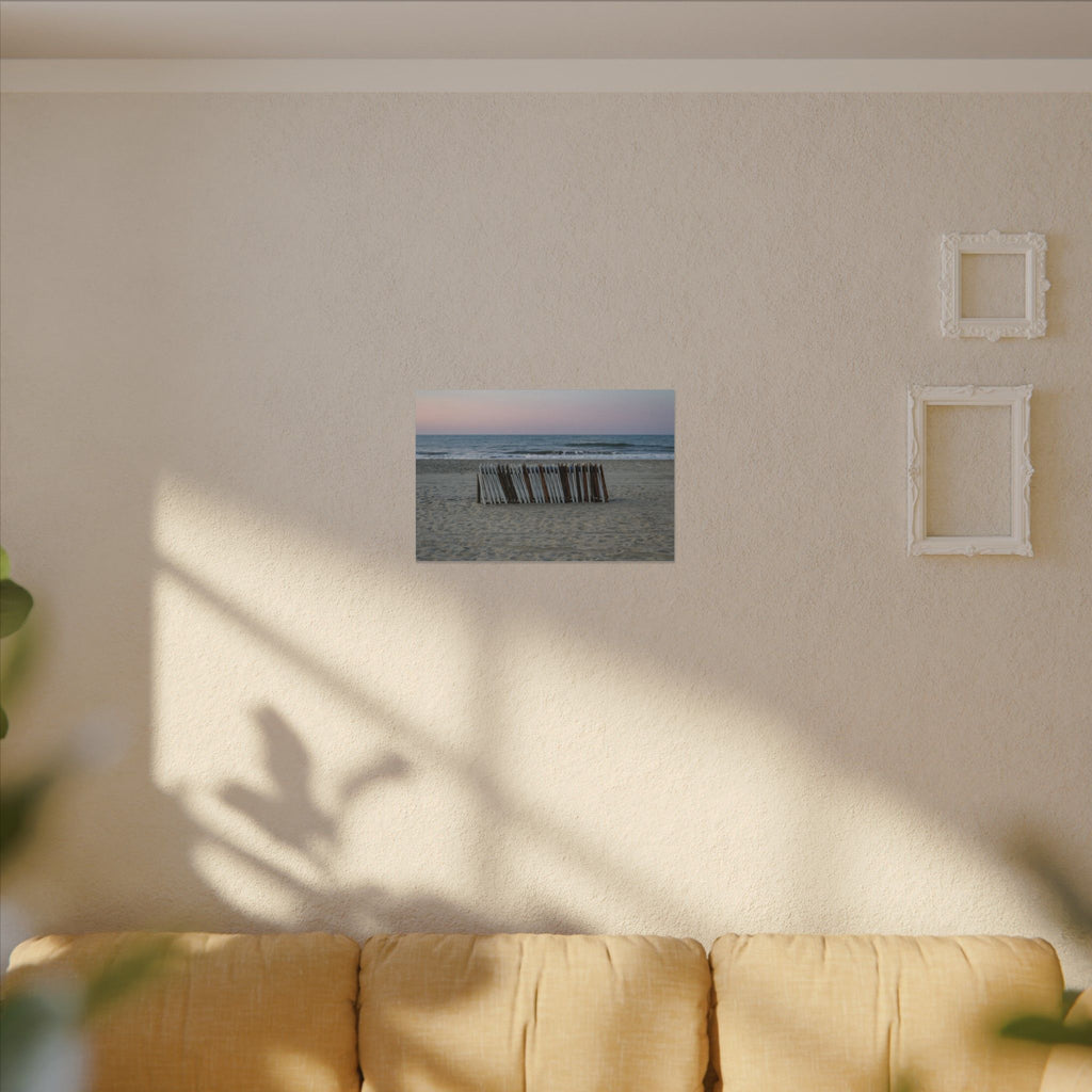 Beach Fence Sunset Canvas Print — Coastal Wall Art for Living Room & Nursery