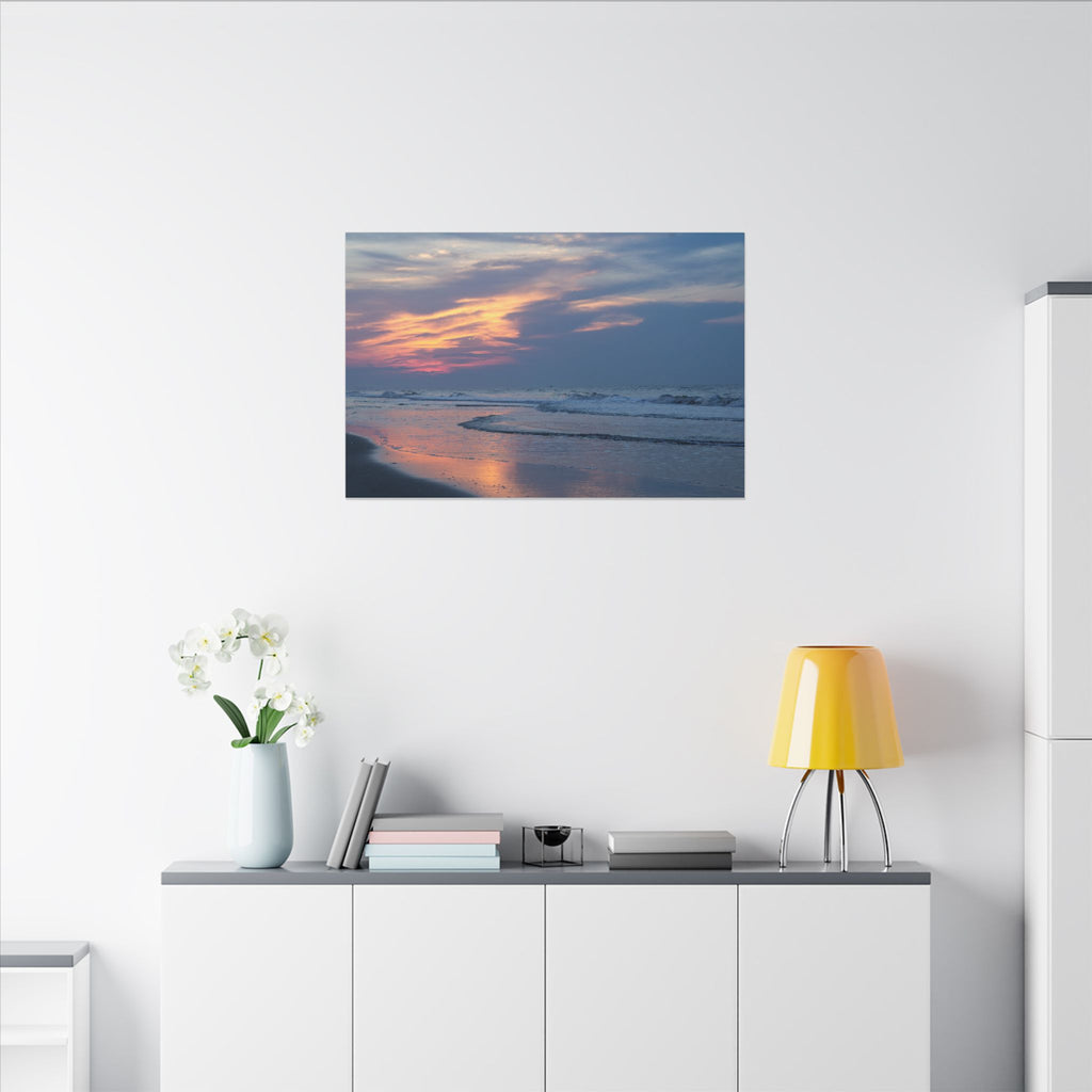Sunset Beach Matte Canvas Print — Tranquil Ocean Wall Art