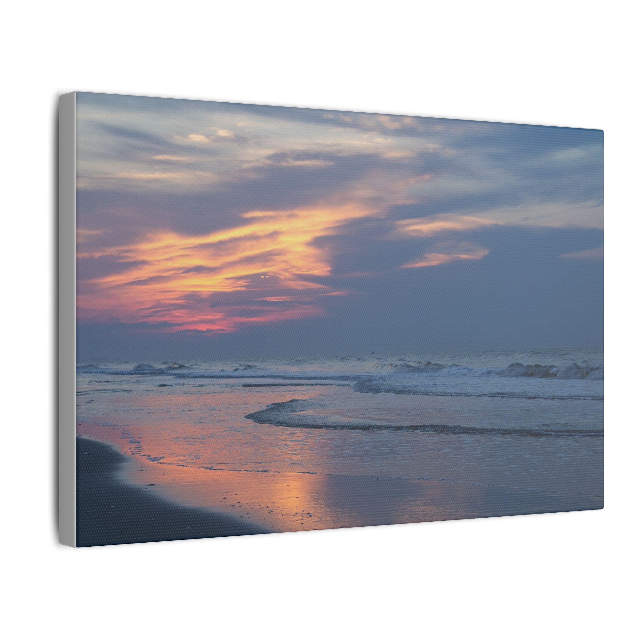 Sunset Beach Matte Canvas Print — Tranquil Ocean Wall Art