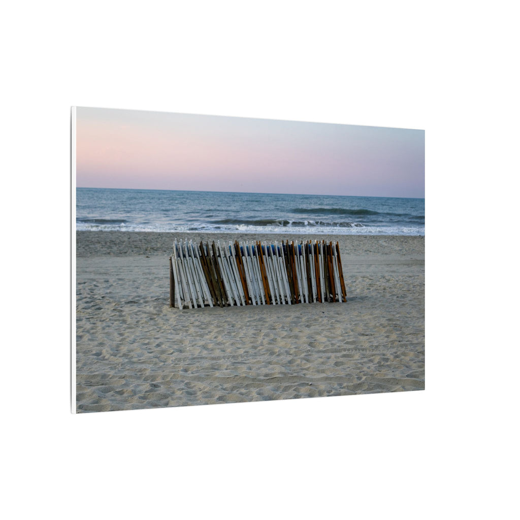 Beach Fence Sunset Canvas Print — Coastal Wall Art for Living Room & Nursery