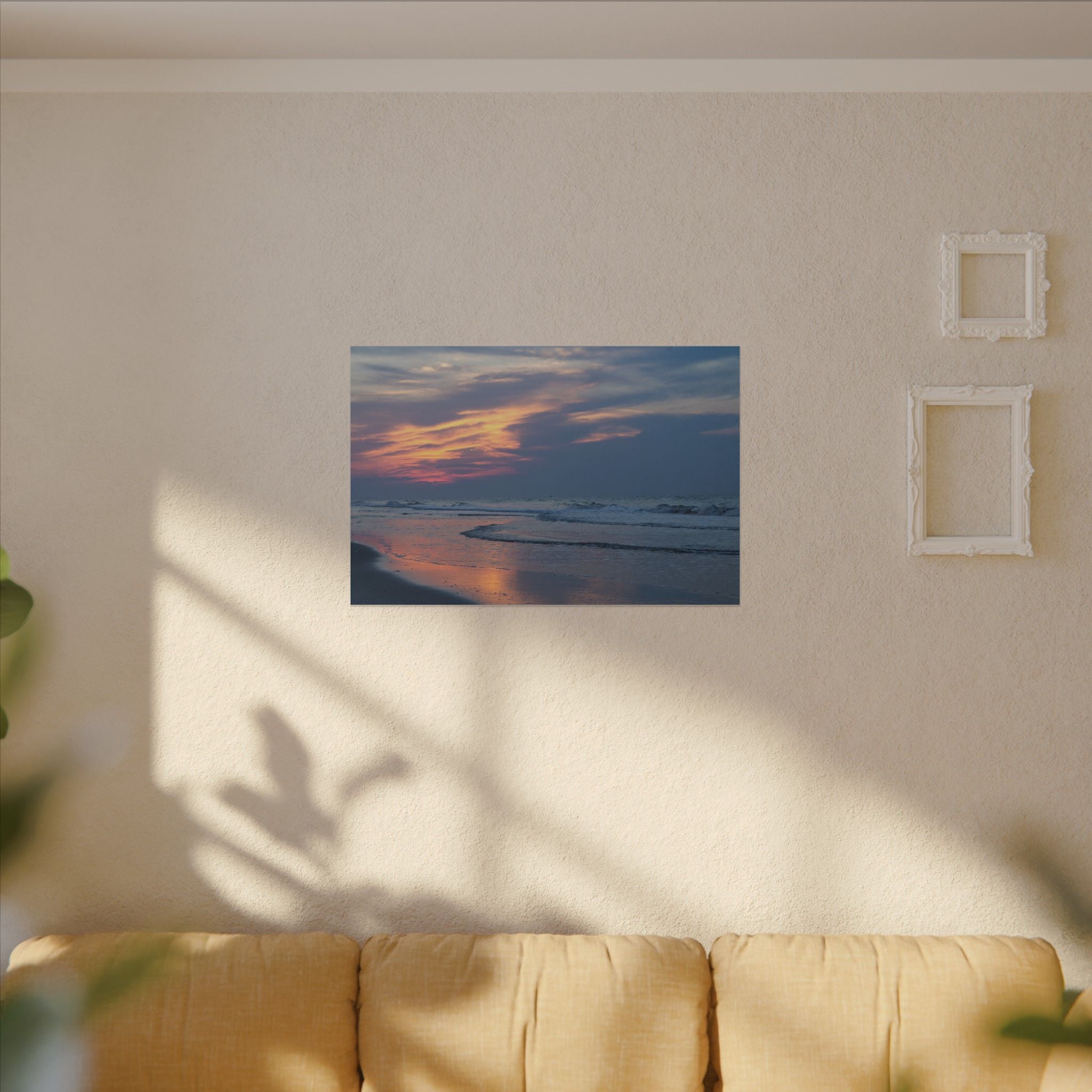 Sunset Beach Matte Canvas Print — Tranquil Ocean Wall Art